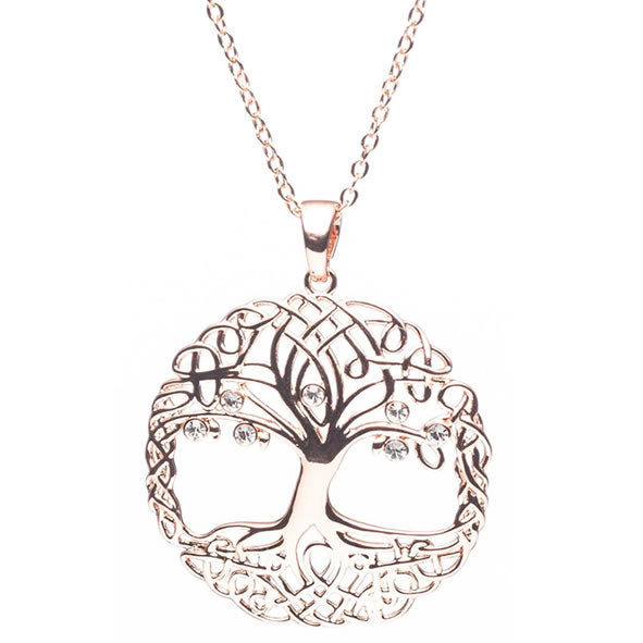 Newgrange Living Large Tree of Life Pendant - Rose Gold