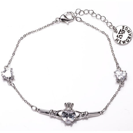 Newgrange Living Claddagh White Stone Bracelet - Silver | 600437