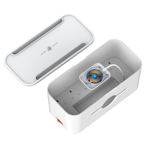 White electronic device with a clear cover on a white background