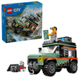 LEGO City Off-Road 4x4 Mountain Truck set 60447 featuring green and orange expedition vehicle with detailed minifigure and accessories, displayed with blue box packaging showing 221 pieces for ages 6 and up