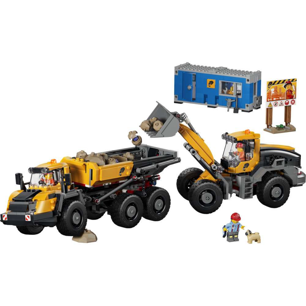 LEGO City Dump Truck & Front End Loader 60494 - the fully built model on a plain background. 1132 pieces. Ages 8+.