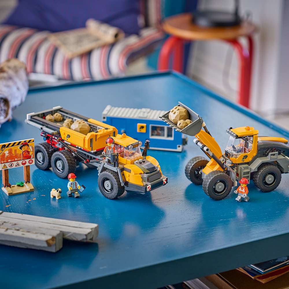 LEGO City Dump Truck & Front End Loader 60494 - close-up detail of the finished build. 1132 pieces. Ages 8+.
