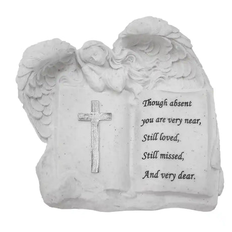 WGP Angel Bible and Silver Cross Grave Plaque | 6109