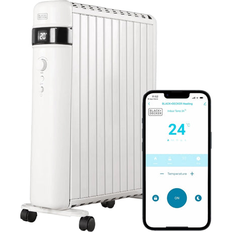 Black &amp; Decker Smart Digital Oil Free Portable Radiator 2.5kW - White