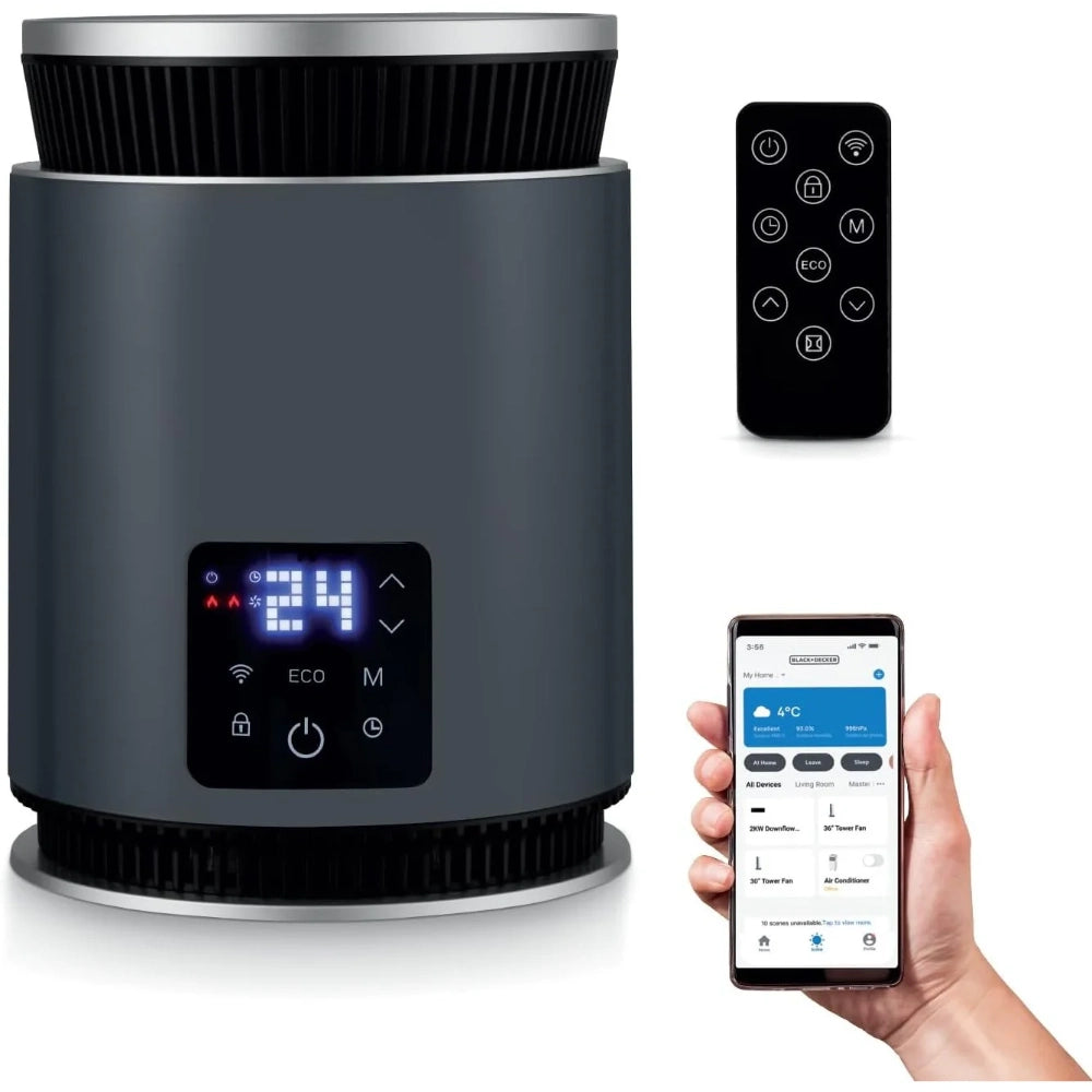 Black &amp; Decker 360 Degree Portable Smart Ceramic Heater 1.8kw - Black