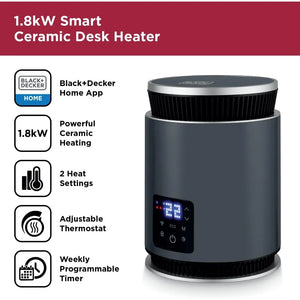 Black & Decker Smart Ceramic Heater 1.8kw - Black | BXSH37030GB