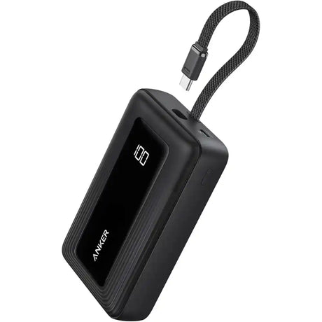 Anker Zolo Power Bank 10,000mAh 30Wwith Built In USB-C and Lightning Cable - Black | A110DH11