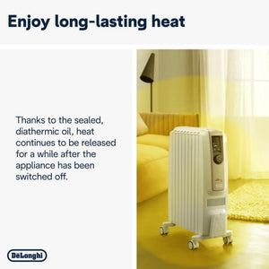 Delonghi Dragan 4 2kw Oil Filled Radiator with Electronic Timer - White | TRDSX40820E.WB