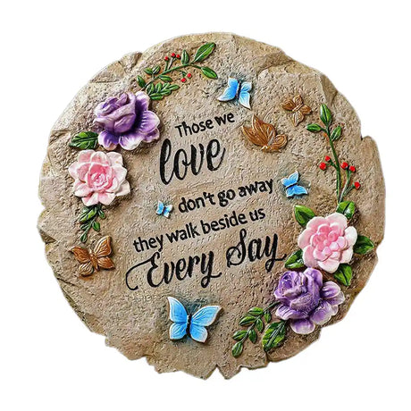 WGP Memorial Stone Decor Plaque with Butterflys and Flowers | 6206