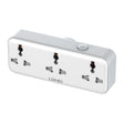 White power strip with multiple sockets on a white background