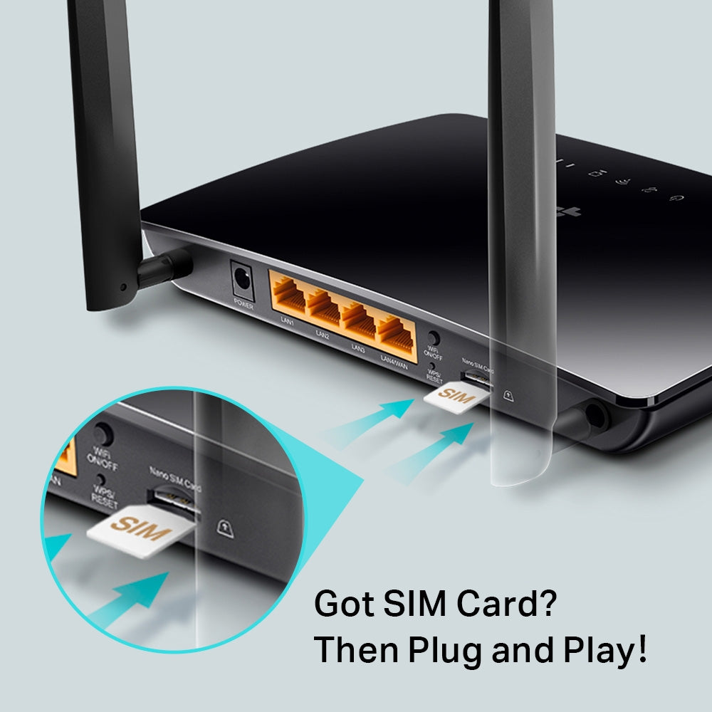 TP-Link TL-MR6400 Wireless Router Fast Ethernet Single-Band (2.4 GHz) 4G - Black