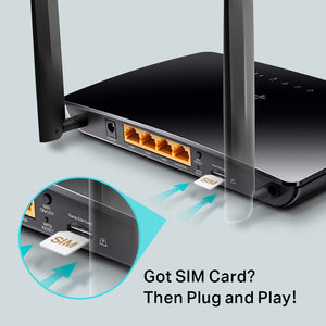 TP-Link TL-MR6400 Wireless Router Fast Ethernet Single-Band (2.4 GHz) 4G - Black
