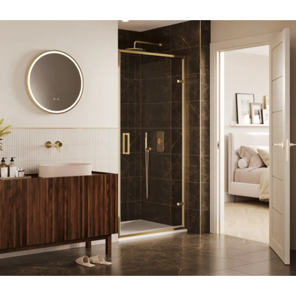 Merlyn 6 Series Sleek Hinge Door | Chrome. Matt Black, Brushed Brass, Brushed Gunmetal, Brushed Nickel | 760mm to 1000mm