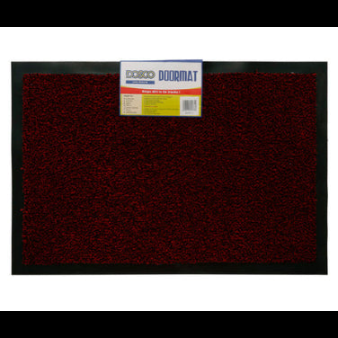 Dosco brown and black dust control doormat 90cm x 150cm with product label displayed on top surface