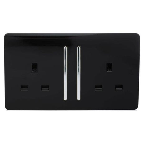 Trendi Double Switched Socket 2 Gang 13Amp - Black | 9100-48