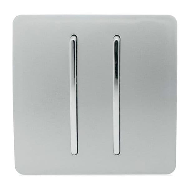 Trendi Double Switch 2 Gang 2 Way - Silver | 9100-74
