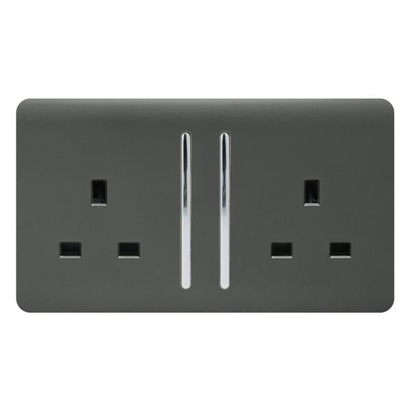 Trendi Double Switched Socket 2 Gang 13Amp - Charcoal | 9101-61
