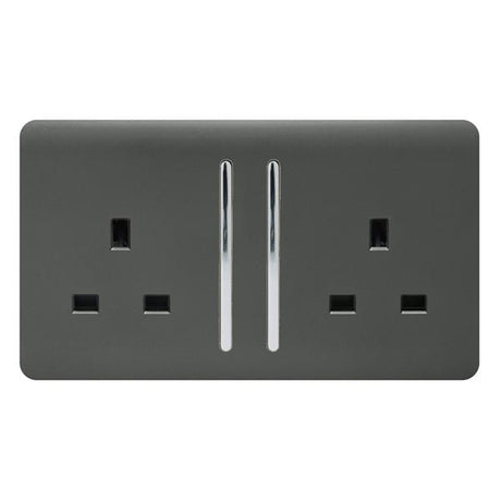 Trendi Double Switched Socket 2 Gang 13Amp - Charcoal | 9101-61