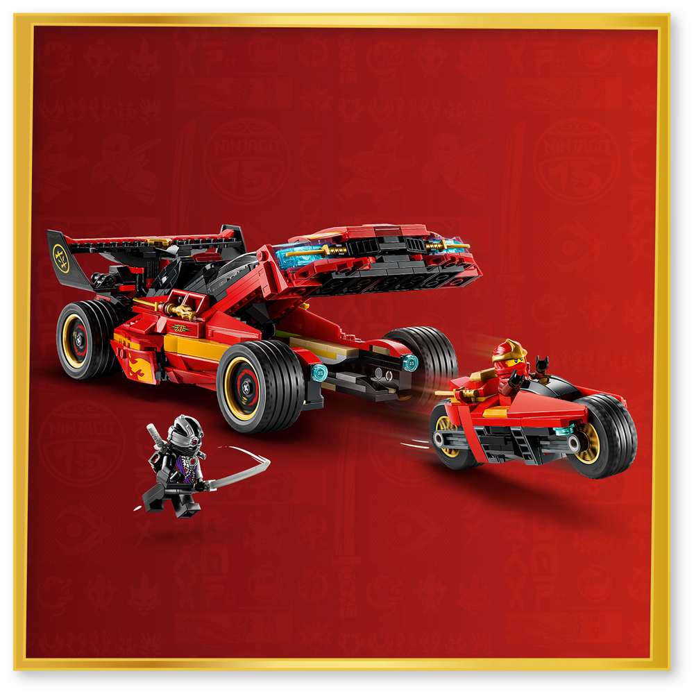LEGO Ninjago X-1 Ninja Charger 15th Anniversary 71867 - close-up detail of the finished build. 691 pieces. Ages 14+.