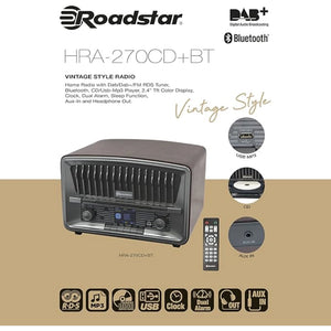 Roadstar Portable CD Vintage Radio with Bluetooth | ROAHRA-270CDBT