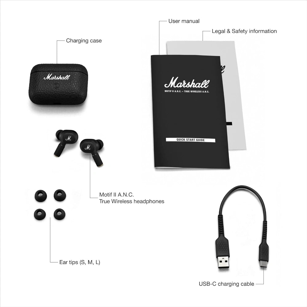 Marshall Motif II ANC Active Noise Canceling Earbuds - Black | 1006450