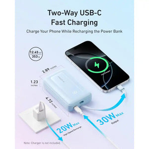 Anker Zolo Power Bank 10,000mAh 30Wwith Built In USB-C and Lightning Cable - Black | A110DH11