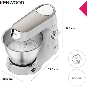 Kenwood Titanium Chef Baker Stand Mixer 1200W - White | KVC65.001WH