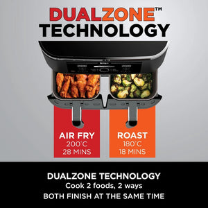 Ninja Dual Zone Air Fryer 7.6L 2400W - Grey | AF300UK