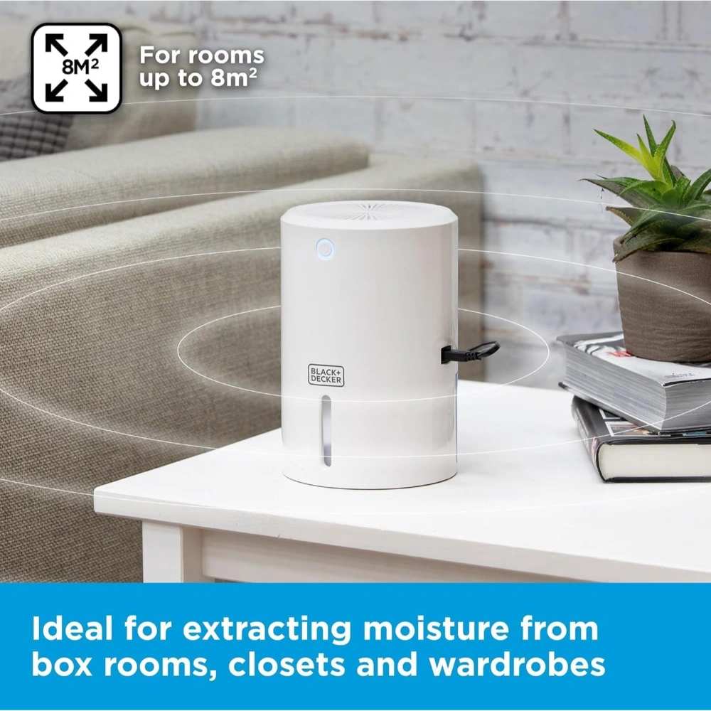 Black & Decker 900ml Portable Mini Dehumidifier - White | BXEH60001GB-B