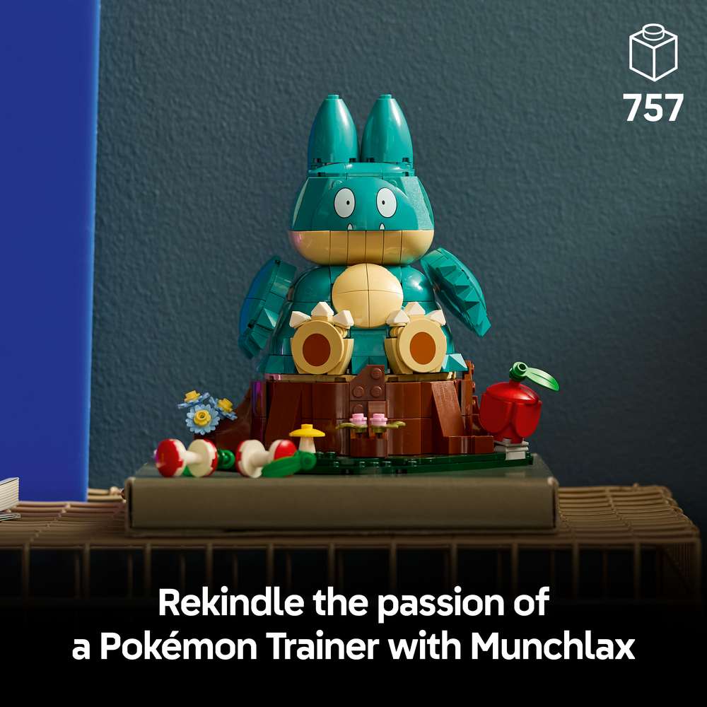 LEGO Pokémon Munchlax 72150 - captioned product view. 757 pieces. Ages 18+.