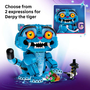 LEGO KPop Demon Hunters Derpy Tiger and Sussie Bird 72537 - captioned product view. 825 pieces. Ages 9+.
