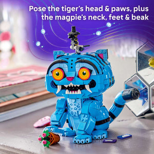 LEGO KPop Demon Hunters Derpy Tiger and Sussie Bird 72537 - captioned product view. 825 pieces. Ages 9+.