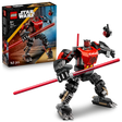 LEGO Star Wars Darth Maul Mech 75411 building set featuring red and black mechanical robot with lightsaber, 143 pieces, displayed with original box packaging and minifigure drone