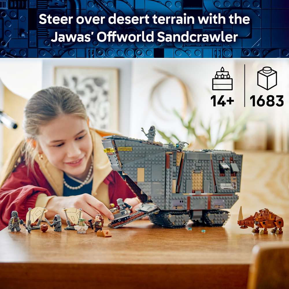 LEGO Star Wars™ Offworld Sandcrawler™ and Mudhorn 75453 - captioned product view. 1683 pieces. Ages 14+.