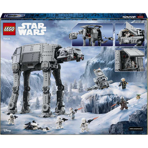 LEGO Star Wars™ Imperial Remnant AT-AT™ with INT-4 75454 - the back of the box showing play features and box contents. 1453 pieces. Ages 10+.