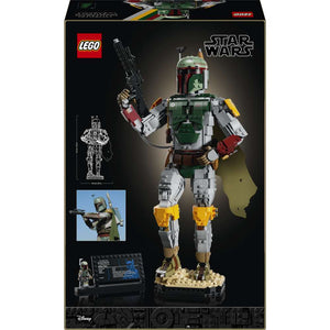 LEGO Star Wars™ Boba Fett™ 75455 - the back of the box showing play features and box contents. 1544 pieces. Ages 18+.