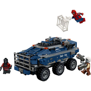 LEGO Super Heroes Spider-Man Prison Transport Chase 76349 - the fully built model on a plain background. 367 pieces. Ages 8+.