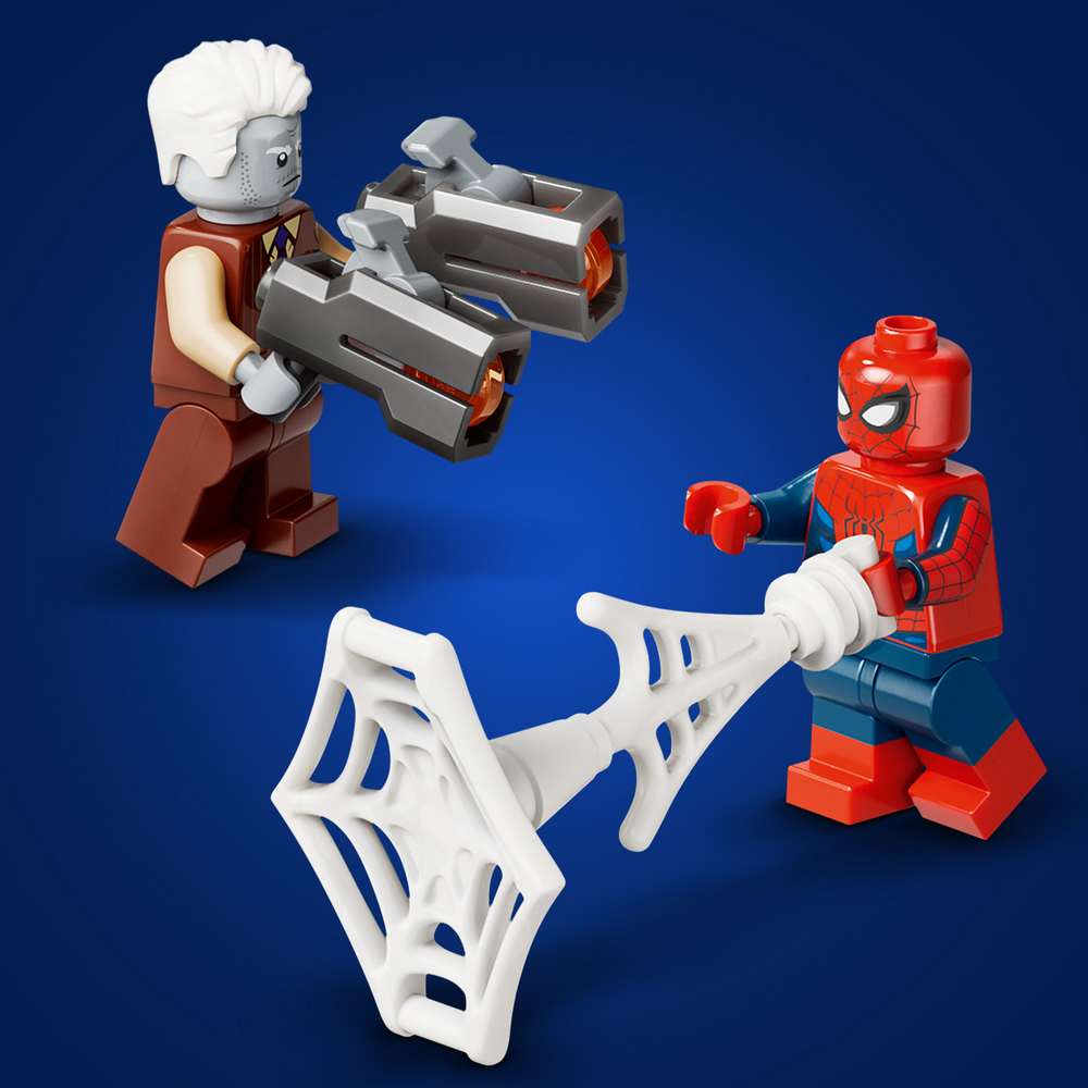 LEGO Super Heroes Spider-Man Prison Transport Chase 76349 - close-up detail of the finished build. 367 pieces. Ages 8+.