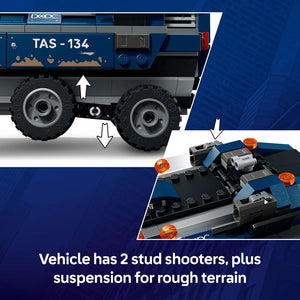 LEGO Super Heroes Spider-Man Prison Transport Chase 76349 - captioned product view. 367 pieces. Ages 8+.
