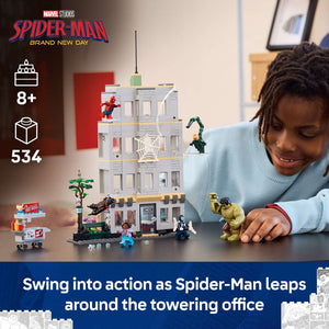 LEGO Super Heroes Spider-Man vs. Hulk Epic Clash 76350 - captioned product view. 534 pieces. Ages 8+.