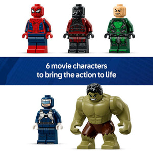 LEGO Super Heroes Spider-Man vs. Hulk Epic Clash 76350 - captioned product view. 534 pieces. Ages 8+.