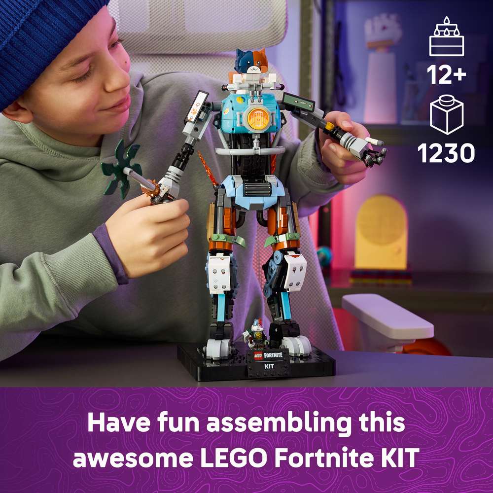 LEGO Fortnite KIT 77081 - captioned product view. 1230 pieces. Ages 12+.