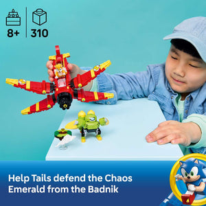 LEGO Sonic Tails' Tornado-1 77119 - captioned product view. 310 pieces. Ages 8+.