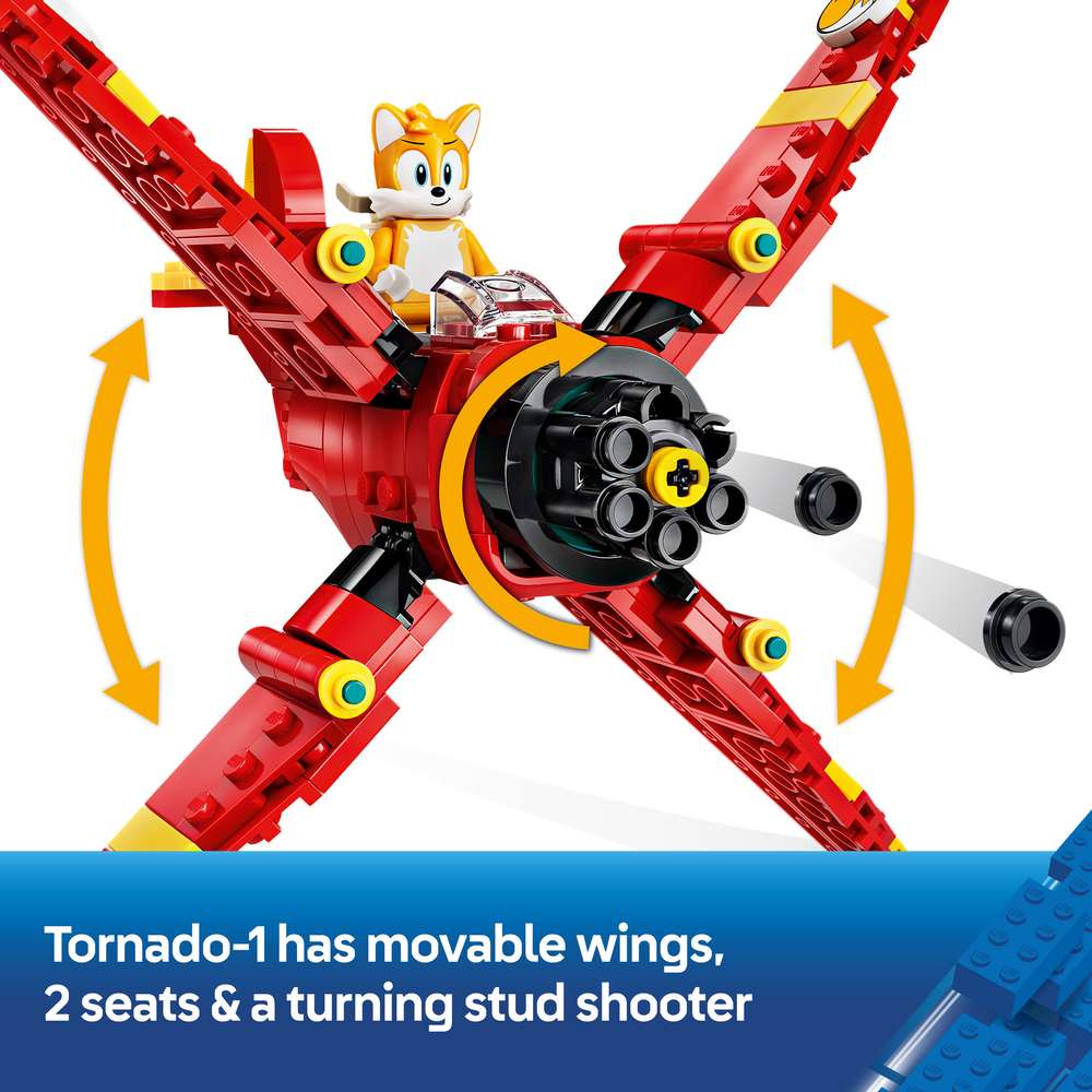 LEGO Sonic Tails' Tornado-1 77119 - captioned product view. 310 pieces. Ages 8+.
