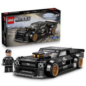 LEGO Speed Champions Ken Block's '65 Ford Mustang Hoonicorn V1 77262 - shown with its product box. 345 pieces. Ages 9+.