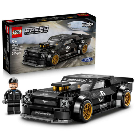 LEGO Speed Champions Ken Block's '65 Ford Mustang Hoonicorn V1 77262 - shown with its product box. 345 pieces. Ages 9+.