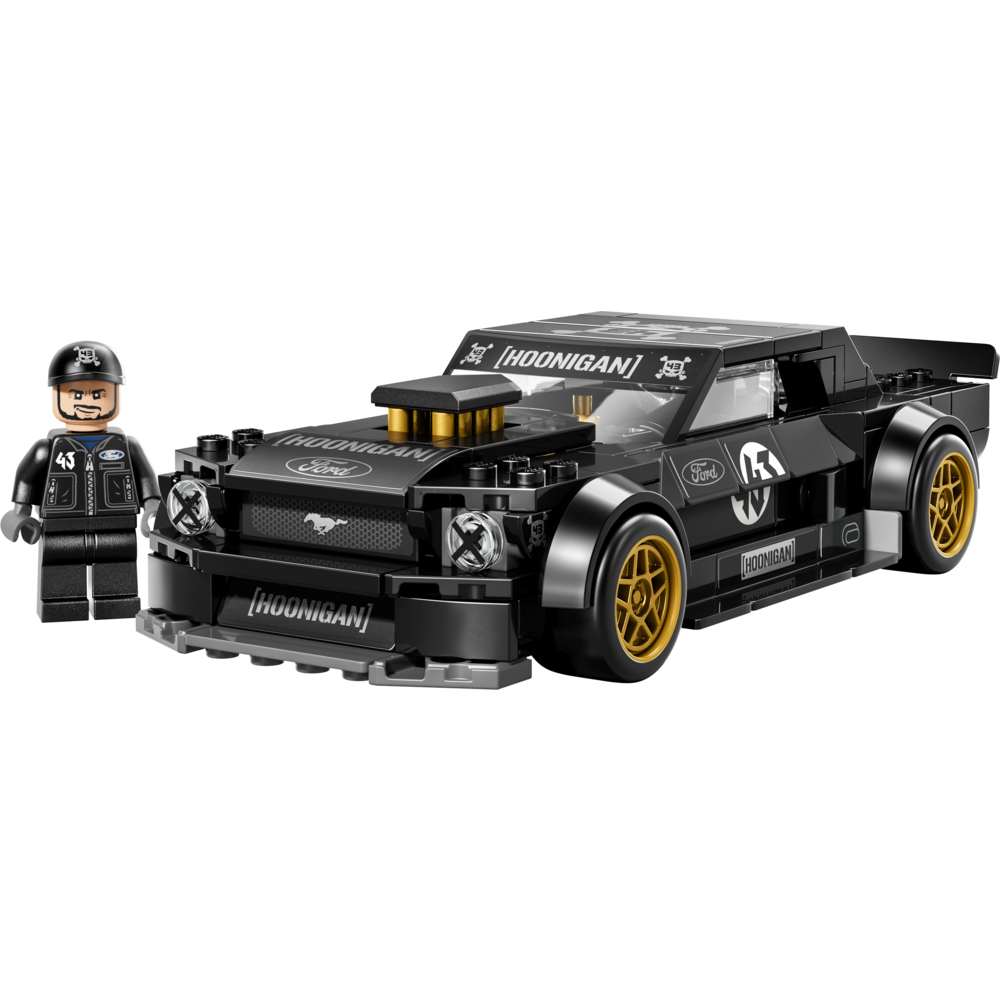 LEGO Speed Champions Ken Block's '65 Ford Mustang Hoonicorn V1 77262 - the fully built model on a plain background. 345 pieces. Ages 9+.