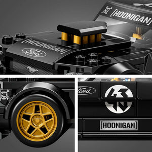 LEGO Speed Champions Ken Block's '65 Ford Mustang Hoonicorn V1 77262 - close-up detail of the finished build. 345 pieces. Ages 9+.