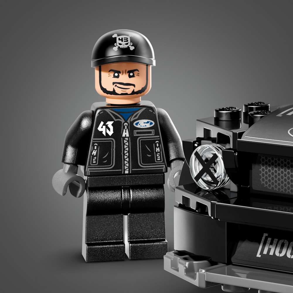 LEGO Speed Champions Ken Block's '65 Ford Mustang Hoonicorn V1 77262 - close-up detail of the finished build. 345 pieces. Ages 9+.