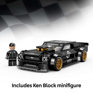 LEGO Speed Champions Ken Block's '65 Ford Mustang Hoonicorn V1 77262 - captioned product view. 345 pieces. Ages 9+.